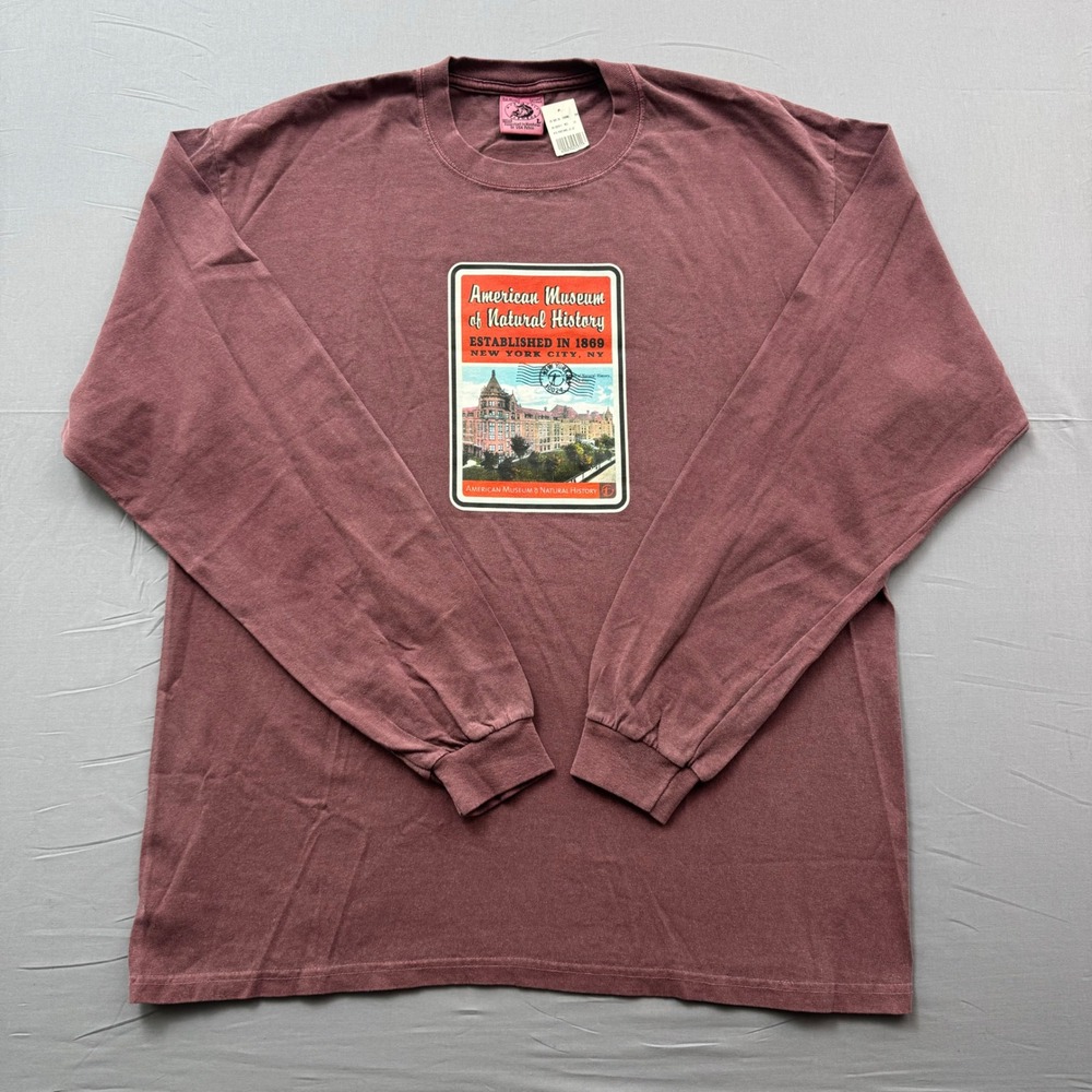 Anvil American Museum of Natural History Long Sleeve Shirt Maroon Red Large NYC